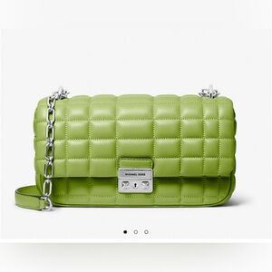 Michael Kors Tribeca Large Quilted Leather Green Shoulder Bag & Crossbody